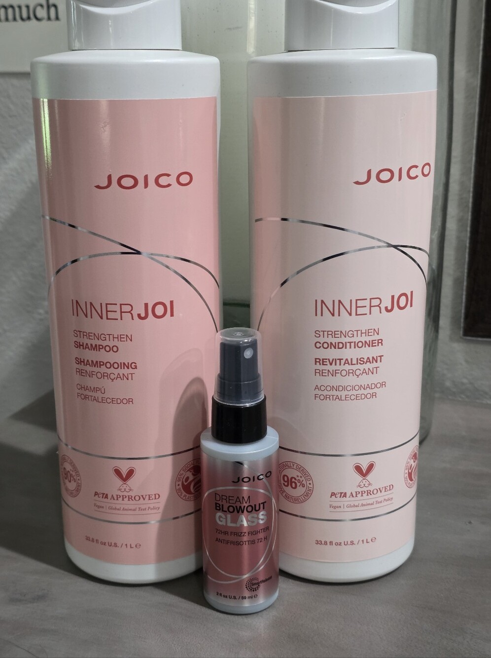 Joico Innerjoi Strengthen Shampoo Conditioner glass blowout spray lot 33.8 oz